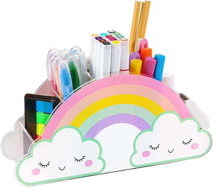 MeCids Pencil Holder for Desk, Acrylic Pen Holder Rainbow Supply Caddy for Home Classroom Homesch... | Amazon (US)