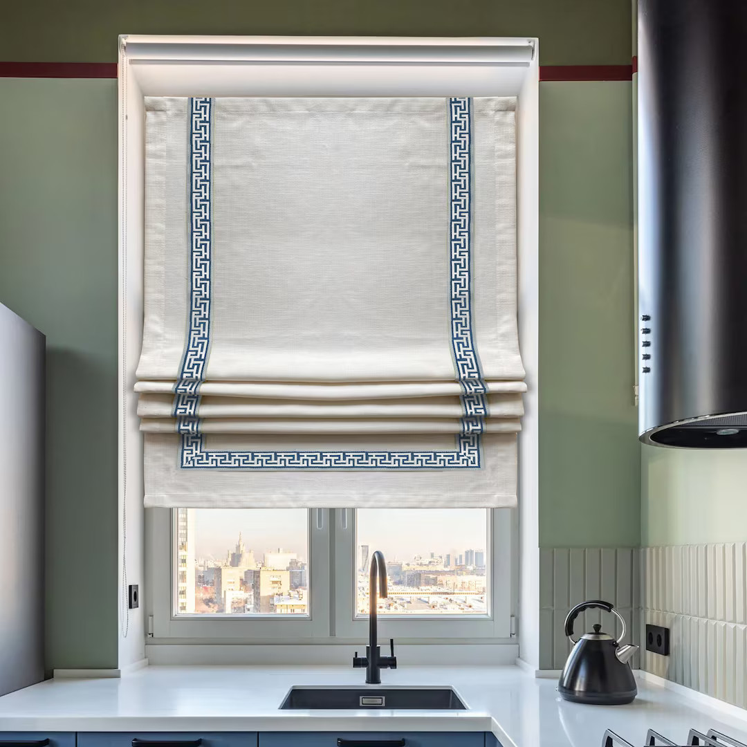 Roman Shade With Trim and Lining, Window Blinds, Light Filtering, Custom Size Shades Available - ... | Etsy (US)