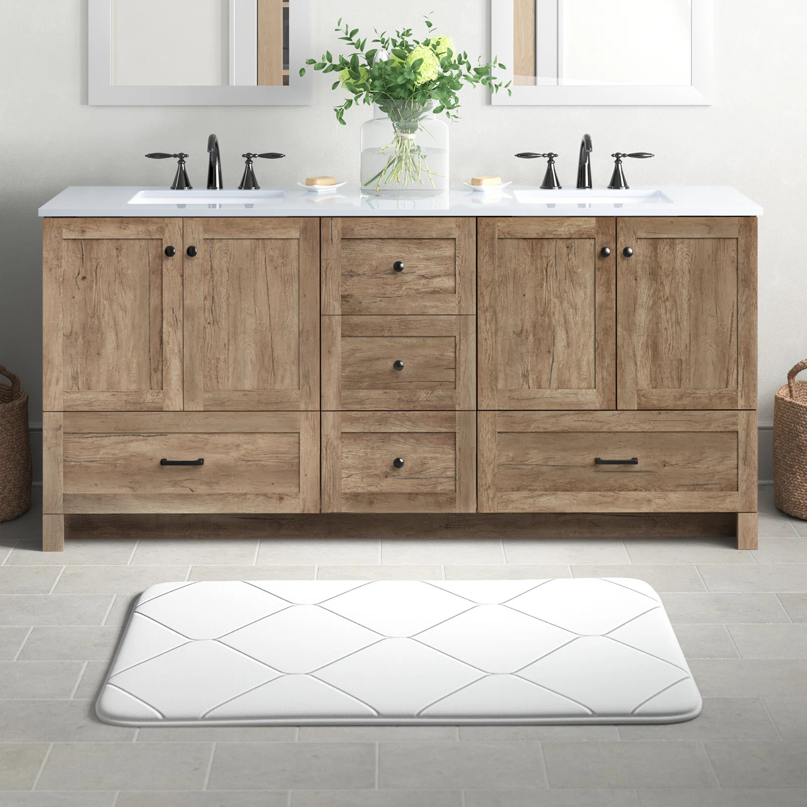 Soma 72'' Double Bathroom Vanity with Engineered Marble Top | Wayfair North America