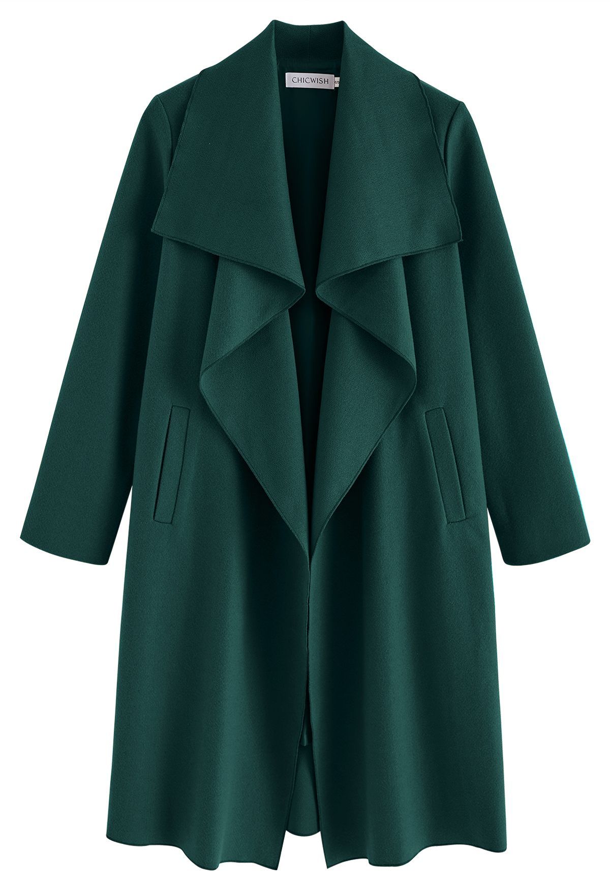 Free Myself Open Front Wool-Blend Coat in Emerald | Chicwish