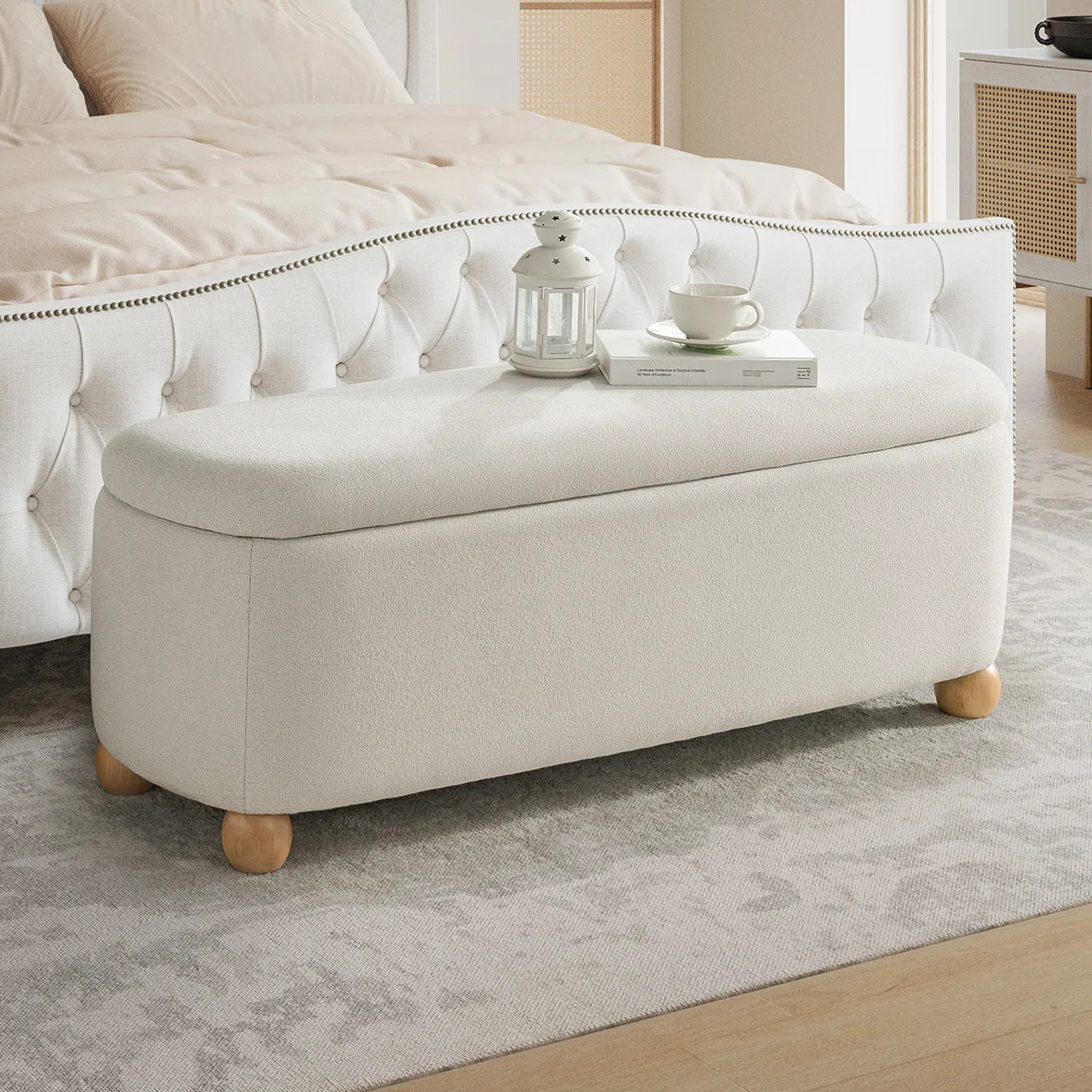 Latitude Run® Darioush Modern 51" Wide Storage Bench with Solid Wood Legs With Waterproof Fabric... | Wayfair North America