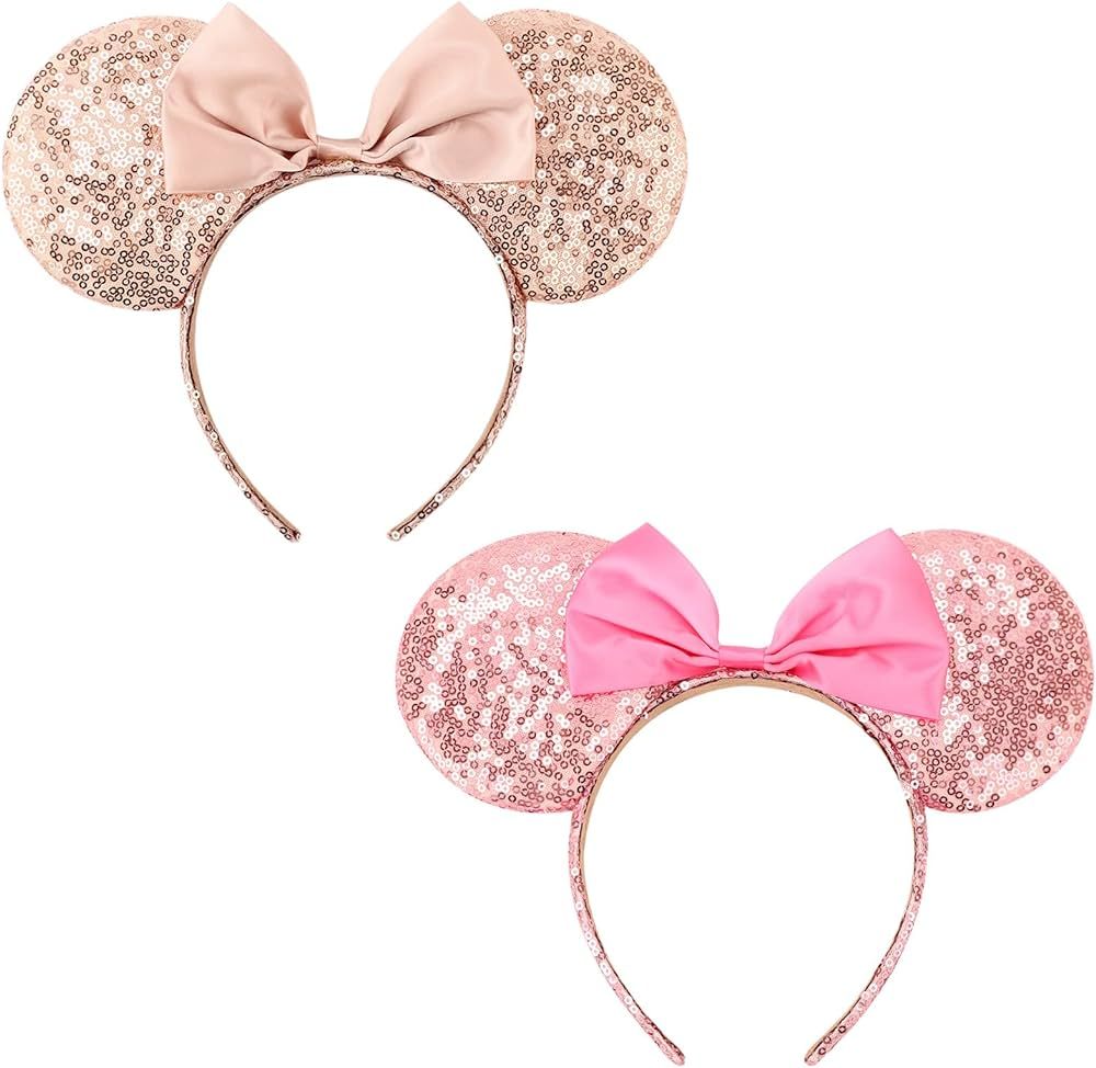 DRESHOW Mouse Ears Bow Headbands Glitter Party Decoration Cosplay Costume for Girls & Women | Amazon (US)