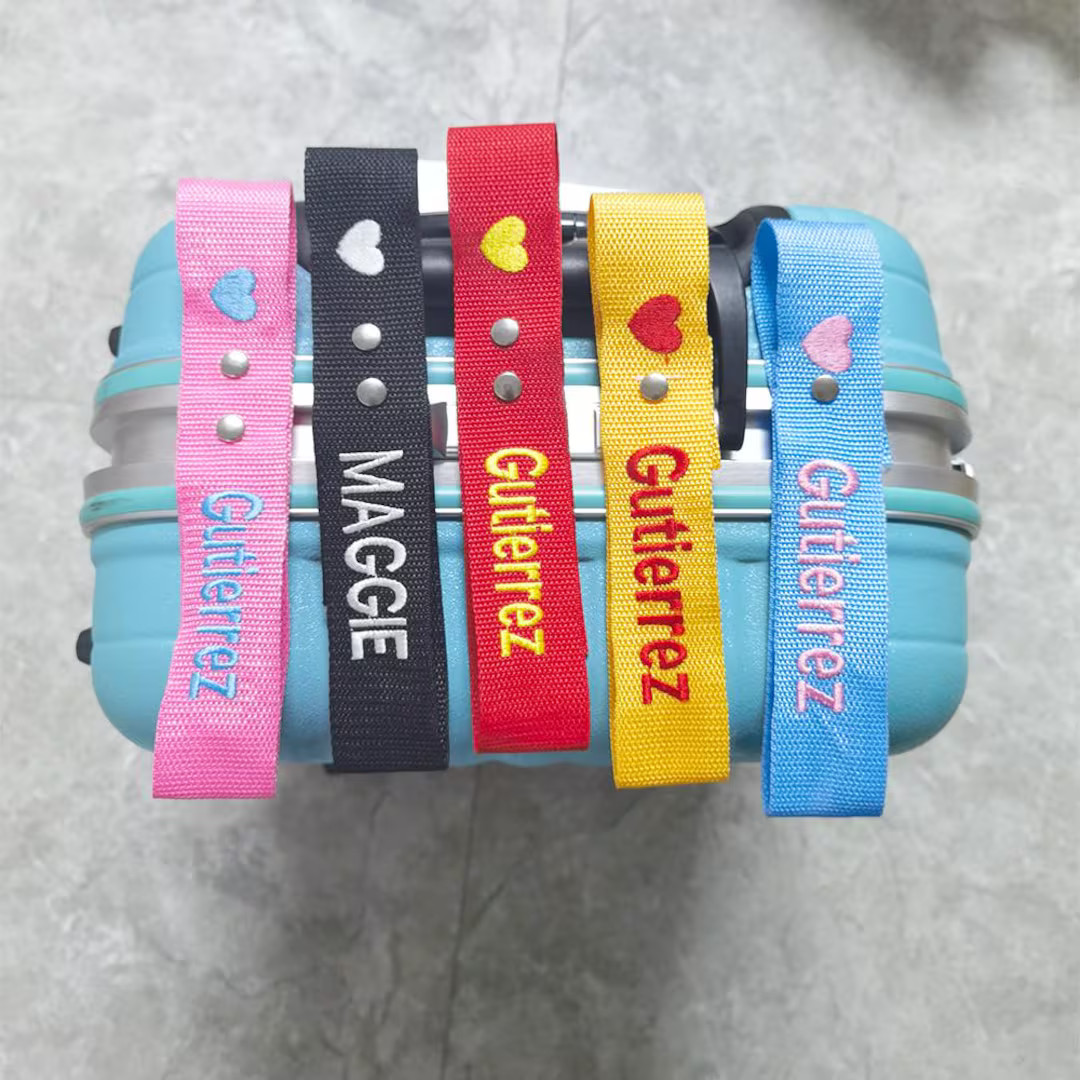 Personalized/ Custom Embroidered Luggage Tag/ Bag Tag, Nylon Webbed Luggage Tag With Metal Snaps,... | Etsy (US)