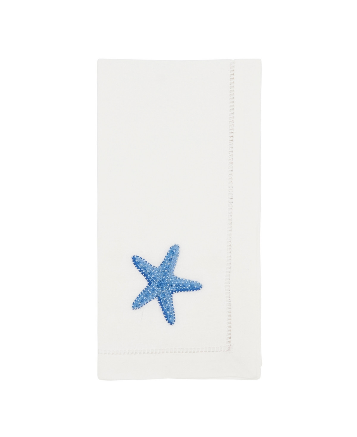 Saro Lifestyle Embroidered Starfish Serenade Napkin Set of 6, 20"x20" - White | Macy's