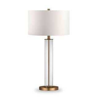 Harlow 29 in. Brass and Clear Glass Table Lamp | The Home Depot