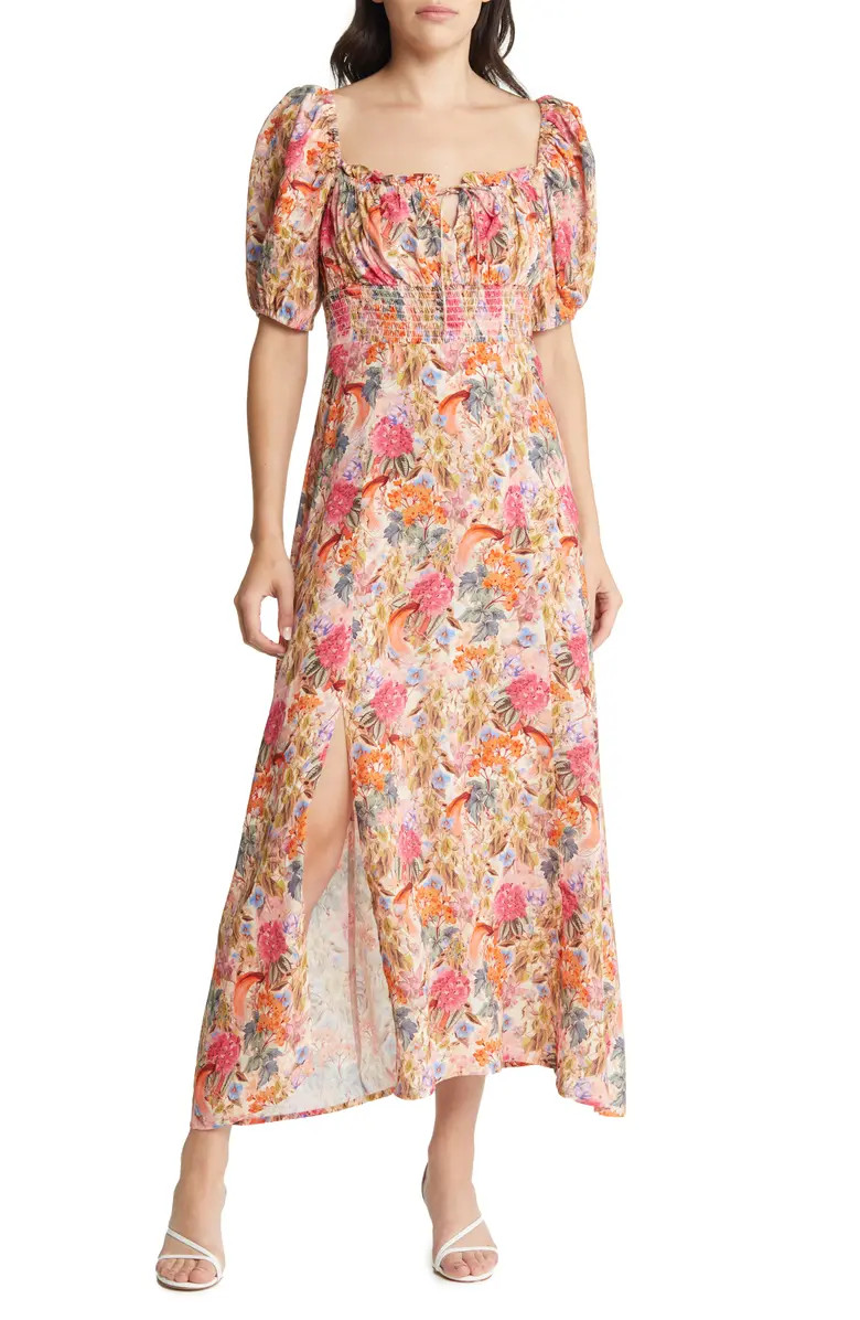 Floral Smocked Waist Midi Dress | Nordstrom