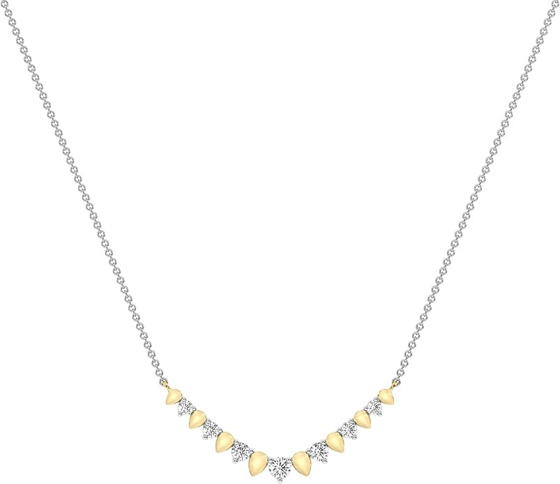 GILDED Itsy Bitsy Sterling Silver Diamond Heart Station Necklace, Lab-Grown Diamonds, SI1 F-Color... | Amazon (US)
