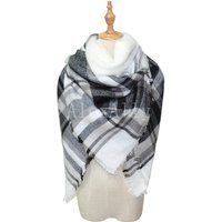 White Black Blanket Scarf, Winter Plaid Tartan Oversized Shawl Wraps, Pashimina | Etsy (US)