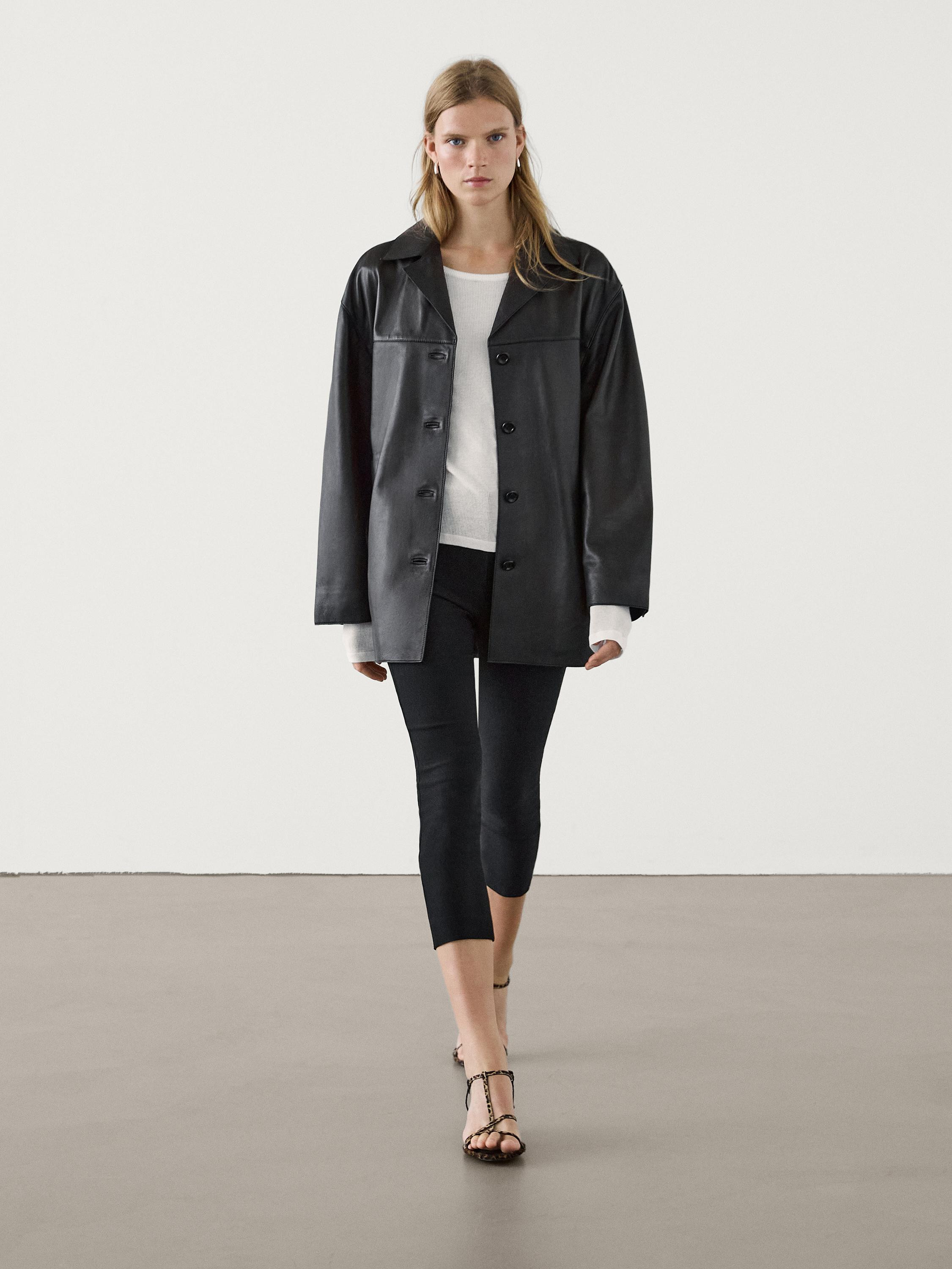 Nappa leather jacket with lapel collar | Massimo Dutti US