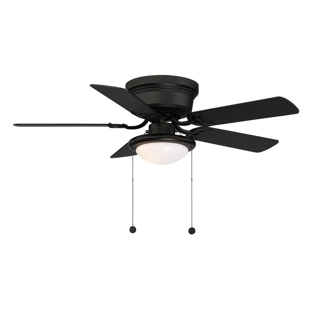 Hugger 44 in. LED Indoor Matte Black Ceiling Fan with Light Kit-AL383CPQ-MBK - The Home Depot | The Home Depot