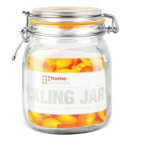 Home Basics 34 oz. Glass Pickling Jar with Wire Bail Lid and Rubber Seal Gasket | Target