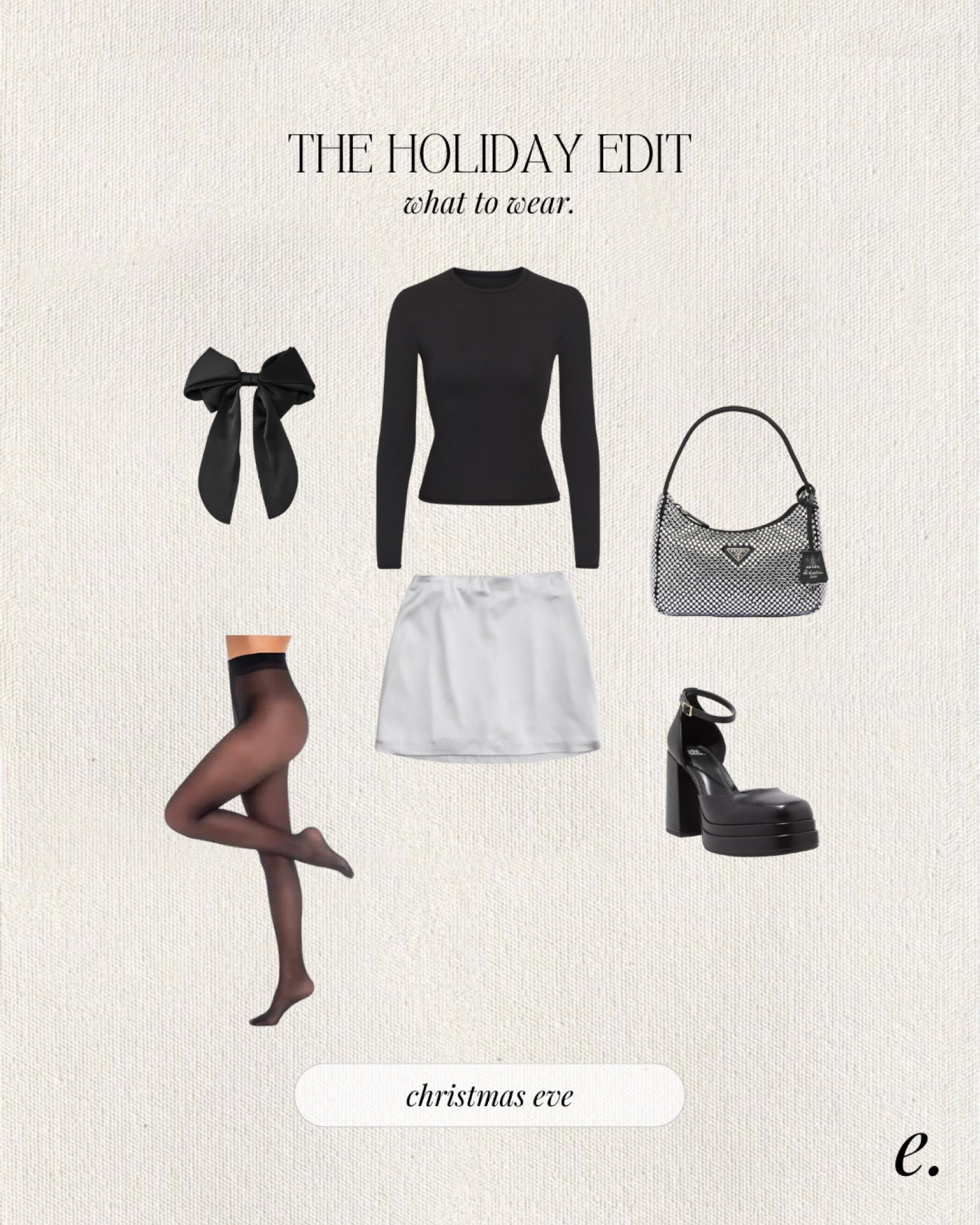 What to wear holiday edition. 
A simple but dressy Christmas Eve look for the neutral lover. This under $50 satin mini skirt is the star of the look while paired with basic black tights, long sleeve, and platform heels that are giving designer vibes but under $50! 


#LTKfindsunder100 #LTKparties #LTKHoliday