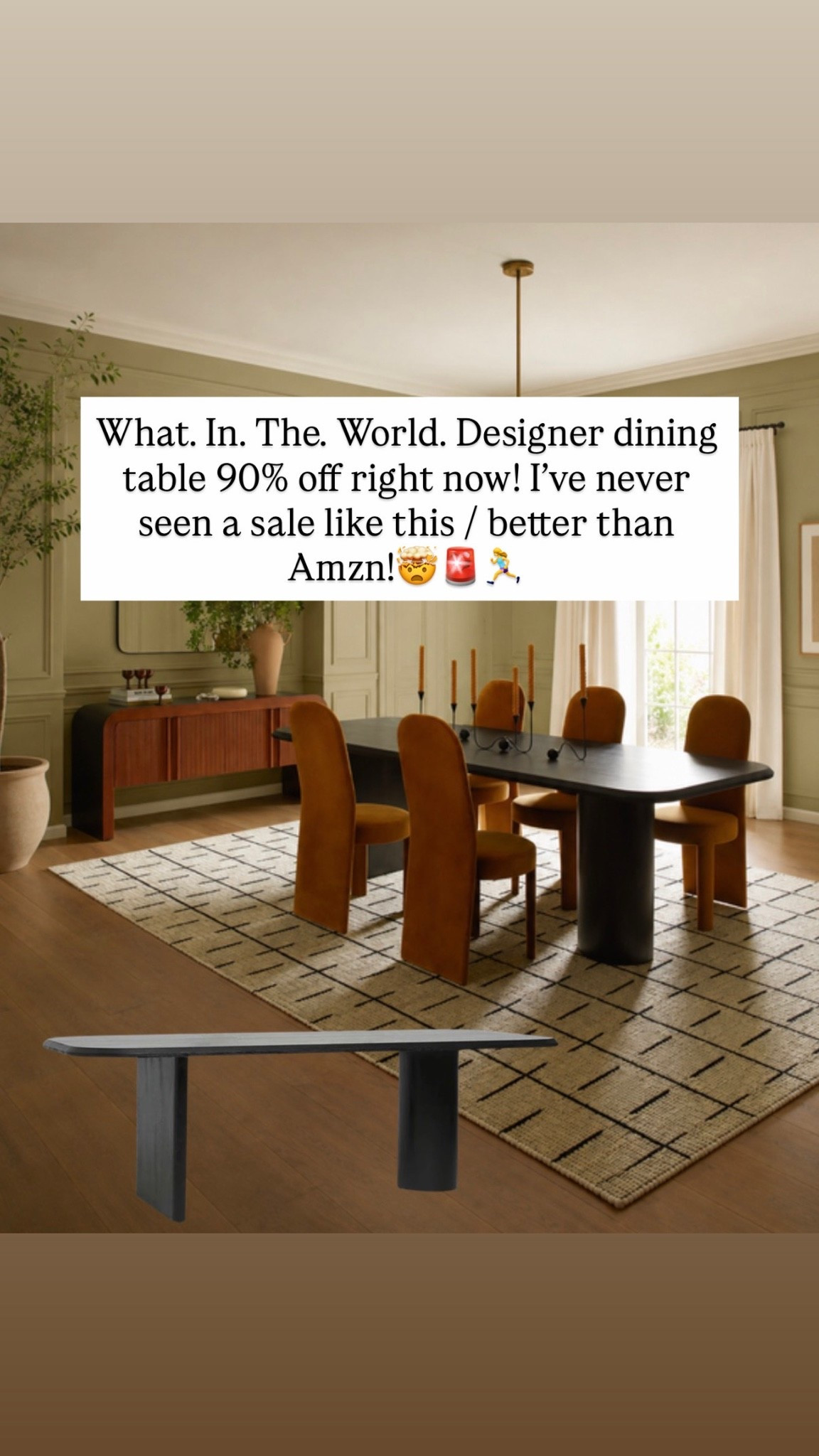 What. In. The. World. Designer dining table 90% off right now! I’ve never seen a sale like this / better than Amzn!🤯🚨🏃‍♀️

Extra 25% off once added to cart