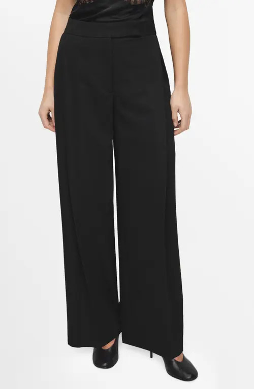 MANGO Pleated Wide Leg Pants in Black at Nordstrom, Size 2 | Nordstrom