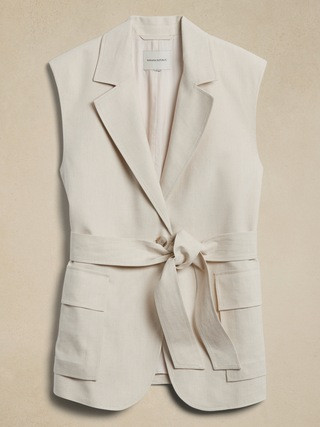 Lena Relaxed Linen-Blend Vest | Banana Republic (US)