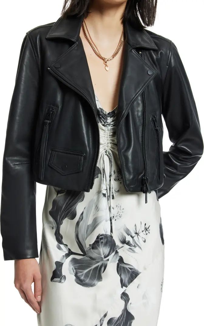 Elora Crop Leather Biker Jacket | Nordstrom