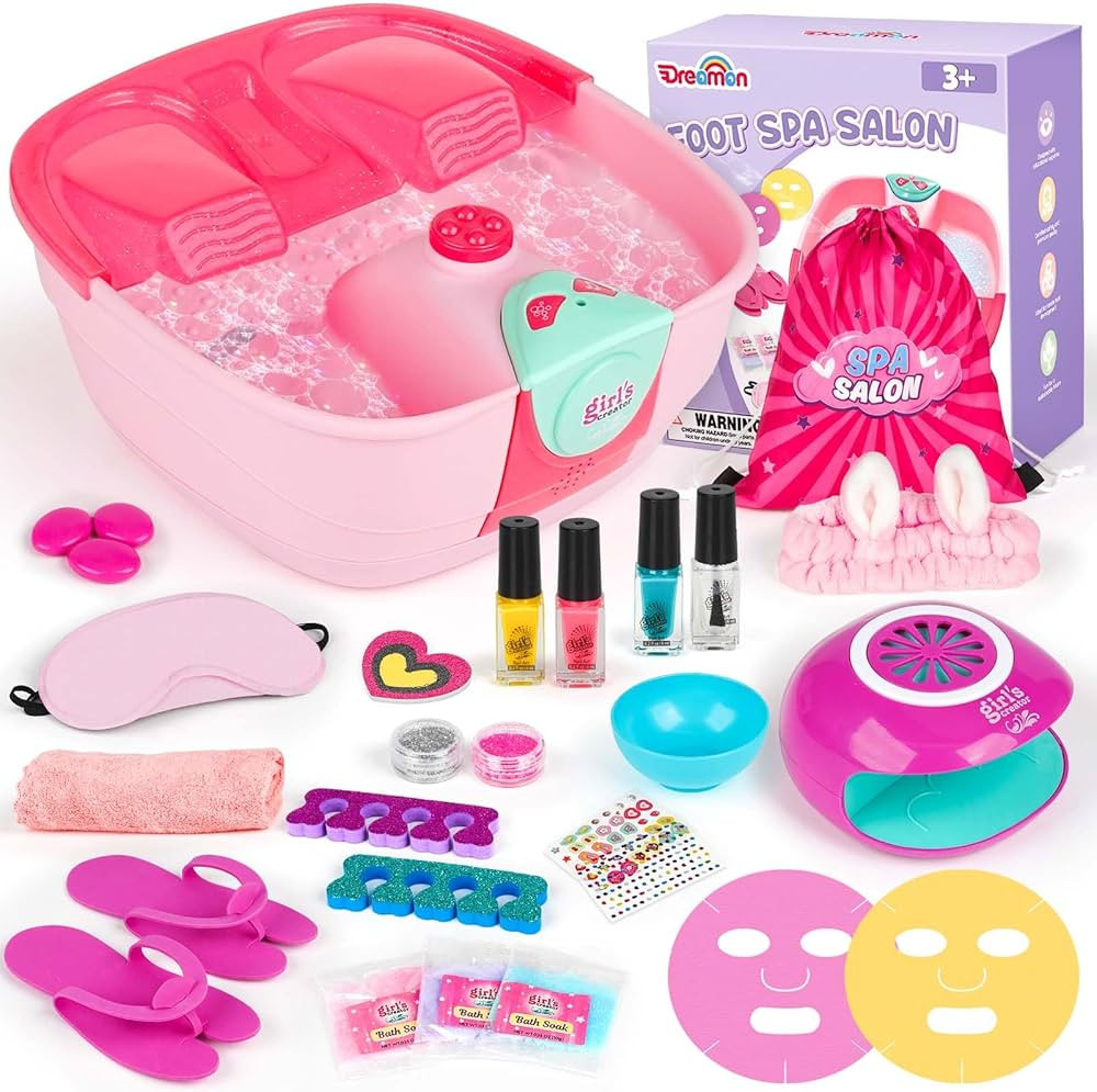 Kids Foot Spa & Nail Kit - Kids Spa Day Kit for Girls with Mask Foot Bath and Nail Dryer - Manicu... | Amazon (US)