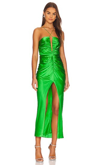 Keyhole Gathered Dress in Palm | Revolve Clothing (Global)