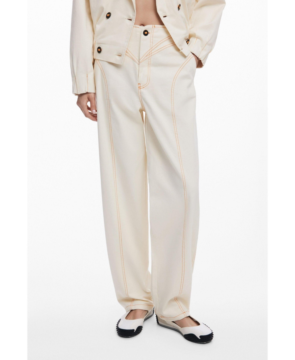 Desigual Women's Balloon pants with front pockets - Off white | Macy's