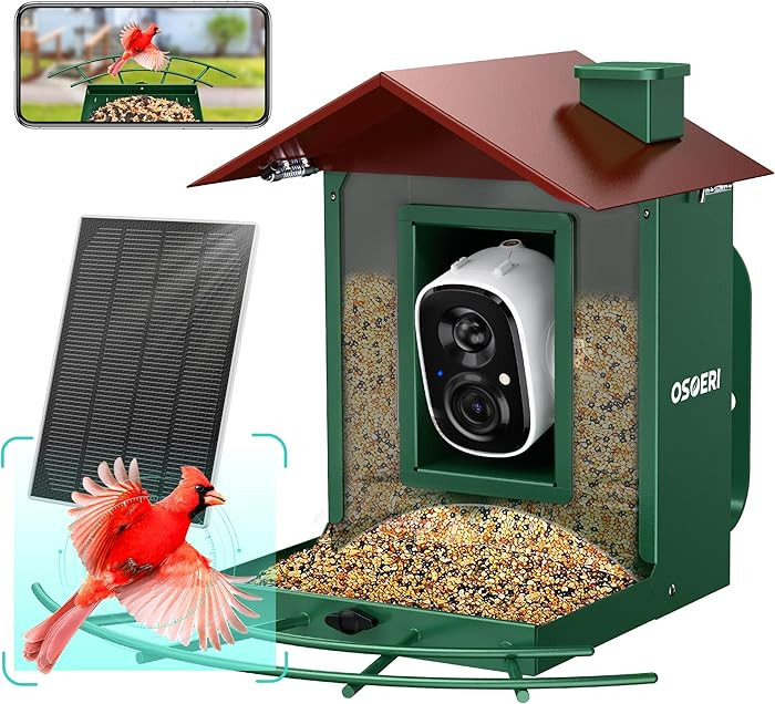 Osoeri Bird Feeder with Camera, Camera Bird Feeder for Outside, Solar-Powered, Smart AI Identify ... | Amazon (US)