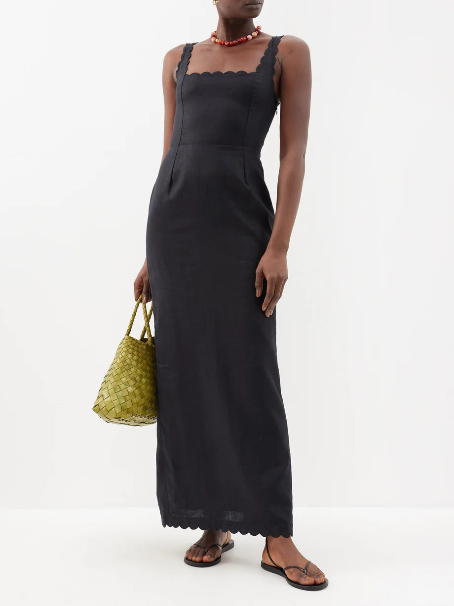 Zayla scalloped-trim linen maxi dress | posse | Matches (US)