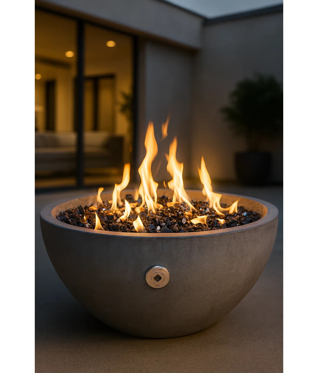 Anatoli 36" Solid Concrete Gas Fire Pit | Wayfair North America
