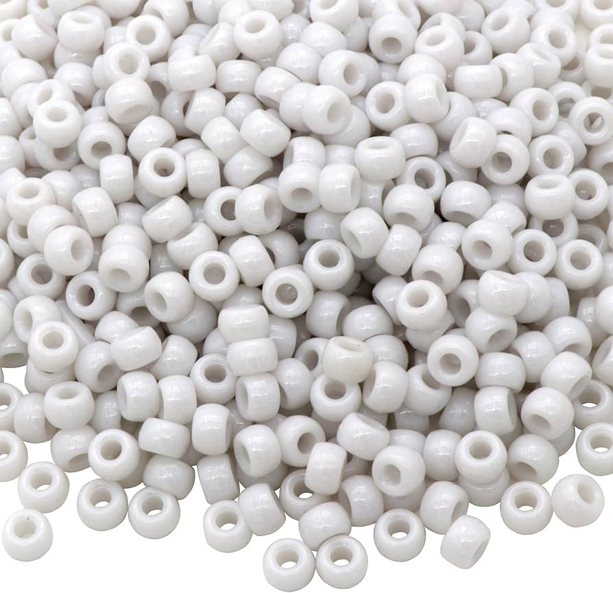1000Pcs Pony Beads Bracelet 9mm White Plastic Barrel Pony Beads for Necklace,Hair Beads for Braid... | Amazon (US)