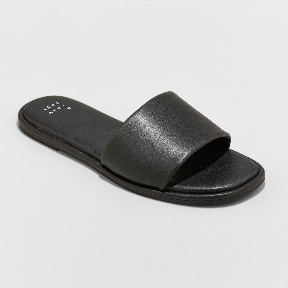 Women's Lulu Wide Width Slide Sandals - A New Day Black 6W | Target