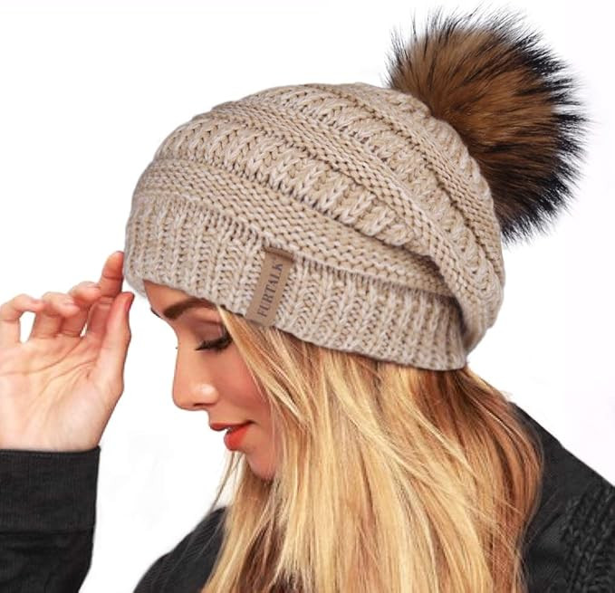 FURTALK Knit Beanie Hats for Women Men Fleece Lined Ski Skull Cap Slouchy Winter Hat Deep Purple... | Amazon (US)