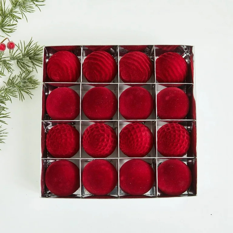 Holiday Christmas Ornaments - Flocked Decorative Balls for Xmas Tree Indoor Outdoor Home Decorati... | Walmart (US)