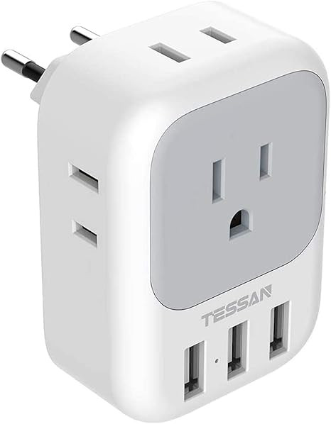 European Plug Adapter, TESSAN International Travel Power Plug with 4 AC Outlets 3 USB Ports, US t... | Amazon (US)