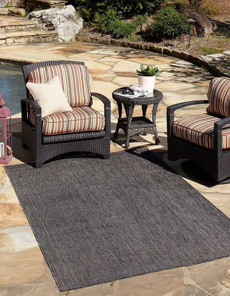 Unique Loom Collection Casual Transitional Solid Heathered Indoor/Outdoor Flatweave Area Rug (4' ... | Amazon (US)