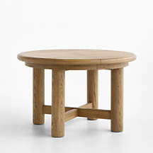 Breckenridge 48"-66" Weathered Rustic Oak Wood Round Extendable Dining Table + Reviews | Crate & ... | Crate & Barrel