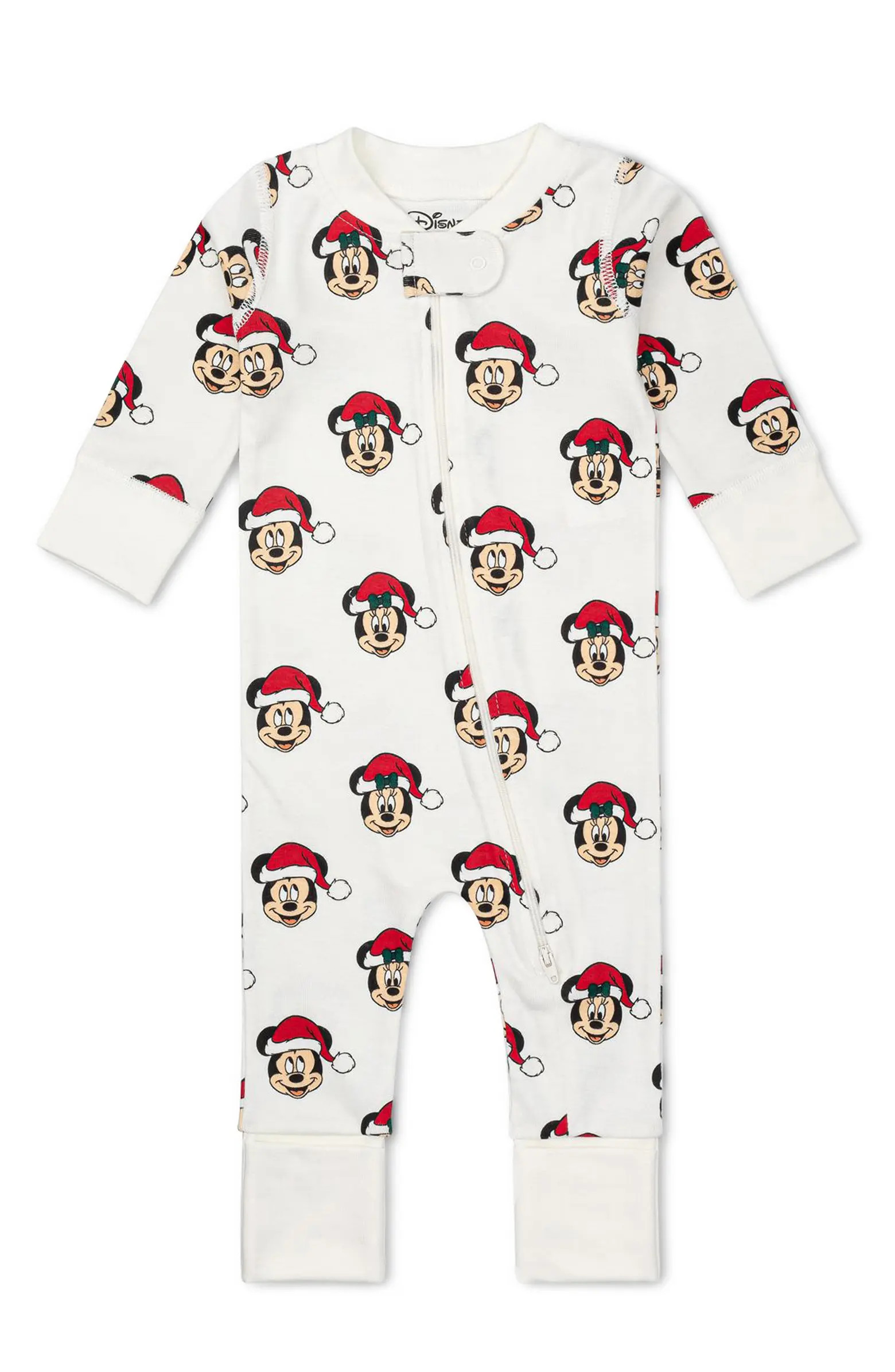 Monica + Andy Mickey Mouse Print Holiday Organic Cotton One-Piece Convertible Pajamas | Nordstrom | Nordstrom