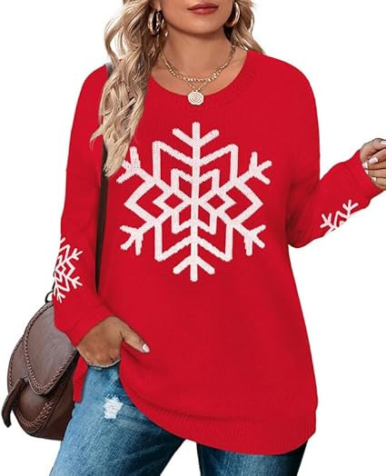 TIYOMI Plus Size Sweaters for Women Sexy Off Shoulder Pullover Crew Neck V Neck Hollow Out Long S... | Amazon (US)