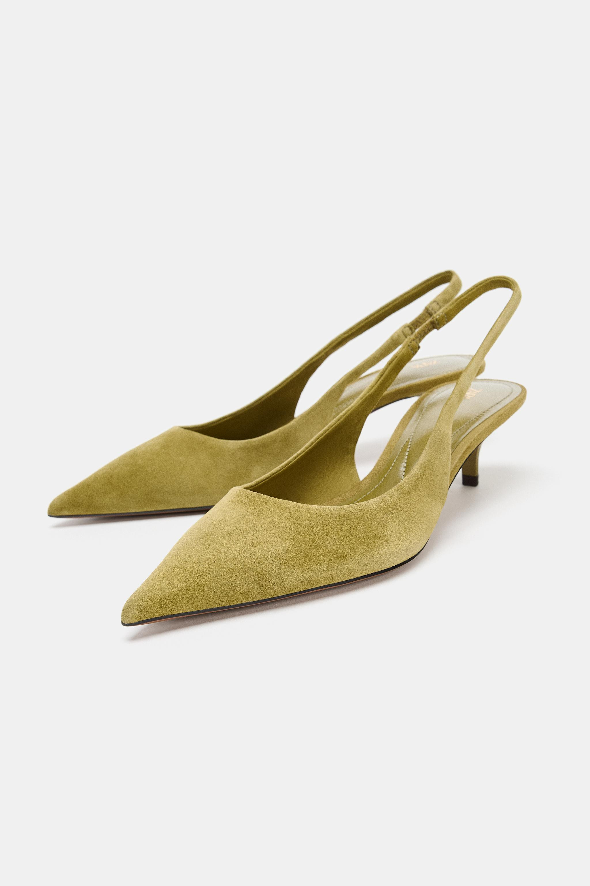 SUEDE KITTEN HEEL SLINGBACK SHOES | Zara AU