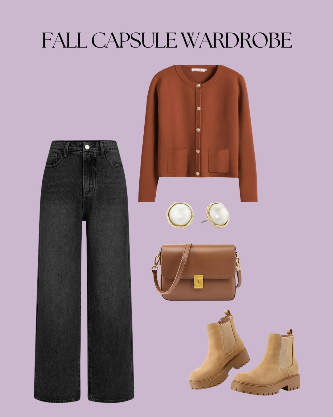 Wearing this cozy striped rust cardigan from ANRABESS paired with black wide-leg CIDER jeans for that effortless contrast. Added a brown genuine leather crossbody bag, light brown Chelsea boots from mysoft, and gold Anne Klein twisted stud earrings to finish the look. Cozy, polished, and perfect for crisp fall days 🍁👜✨ 

 #LTKSeasonal #LTKFindsUnder100 #LTKStyleTip