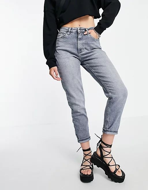Only Veneda mom jeans in grey | ASOS (Global)