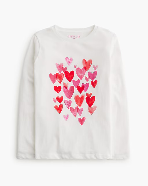 Girls' watercolor hearts graphic tee | J.Crew Factory