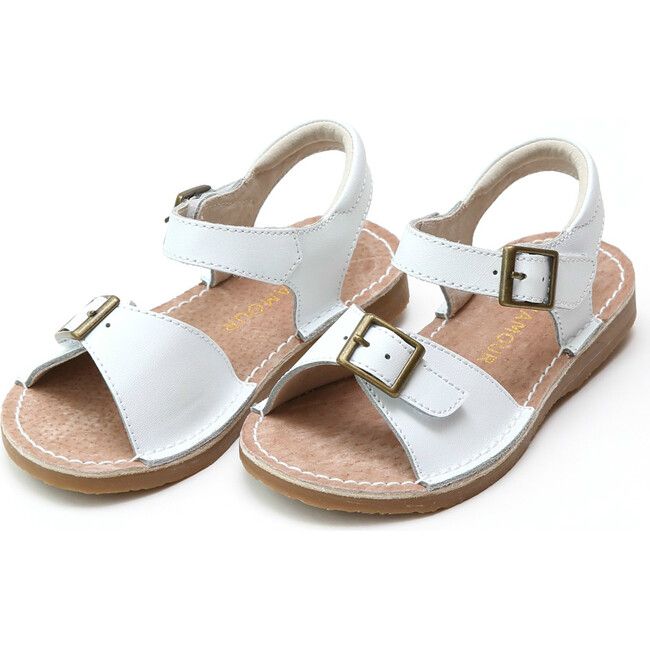 Olivia Leather Buckle Open Toe
Sandal, White | Maisonette