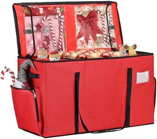 2-in-1 Christmas Ornament Storage Box & Xmas Figurine Container, Premium Christmas Ornament Stora... | Amazon (US)