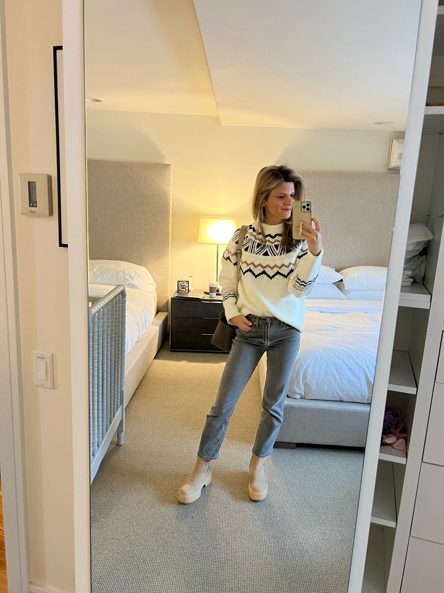 Wearing XS in sweater and short length in jeans 