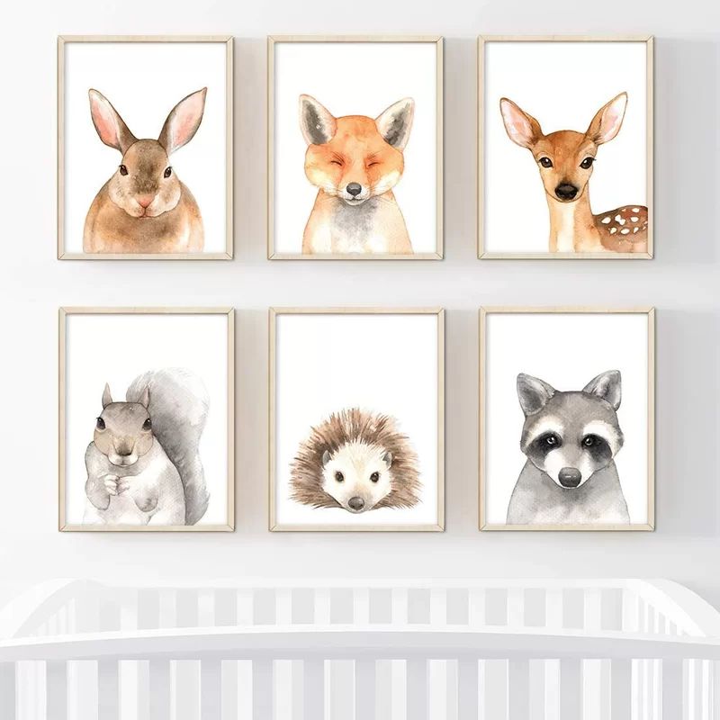 Dare Rabbit Fox Deer Hedgehog Raccoon 6-Piece Set Paper Print | Wayfair North America