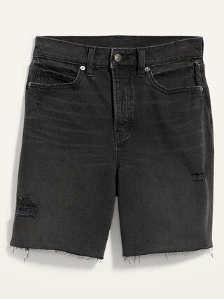 Extra High-Waisted Sky Hi Black Button-Fly Jean Shorts for Women -- 7-inch inseam | Old Navy (US)
