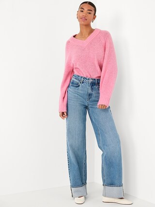 Cozy Cropped V-Neck Sweater | Old Navy (US)