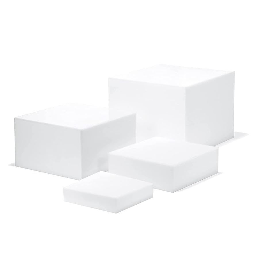White Acrylic Cube Cupcake Dessert Display Stands, 5 Sides Nesting Risers Boxes, Square Acrylic T... | Amazon (US)