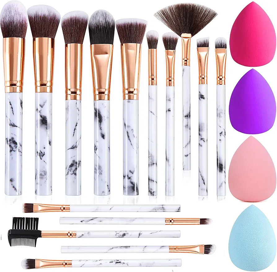 Makeup Brushes DUAIU 15PCs Marble Makeup Brush Set Premium Synthetic Kabuki Powder Blush Contour ... | Amazon (US)