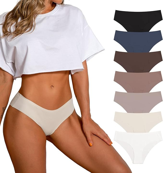 SHARICCA Women Seamless Cheeky Bikini No Show Panties Ladies Invisible Breathable Briefs Soft Str... | Amazon (US)