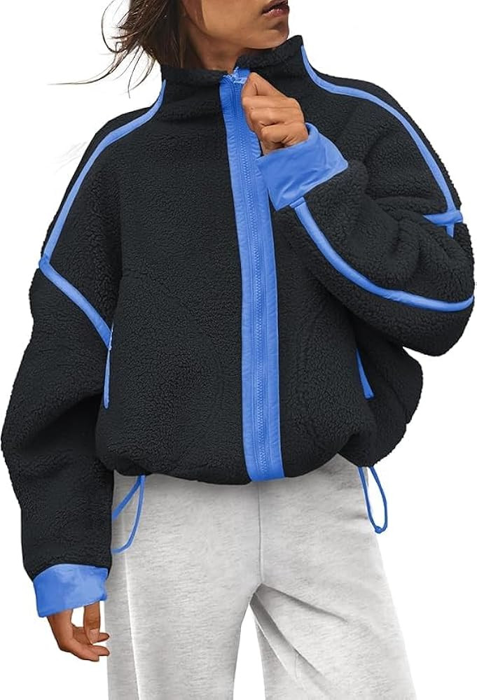 Women Fleece Jacket Zip Up Fuzzy Sherpa Jackets Long Sleeve Winter Outerwear Casual Daily Chilly ... | Amazon (US)