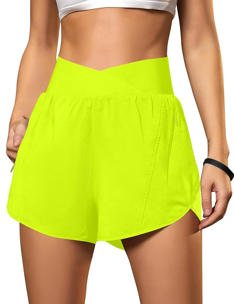 Blooming Jelly Women's Workout Shorts Athletic Running Shorts Crossover High Waisted Gym Shorts w... | Amazon (US)